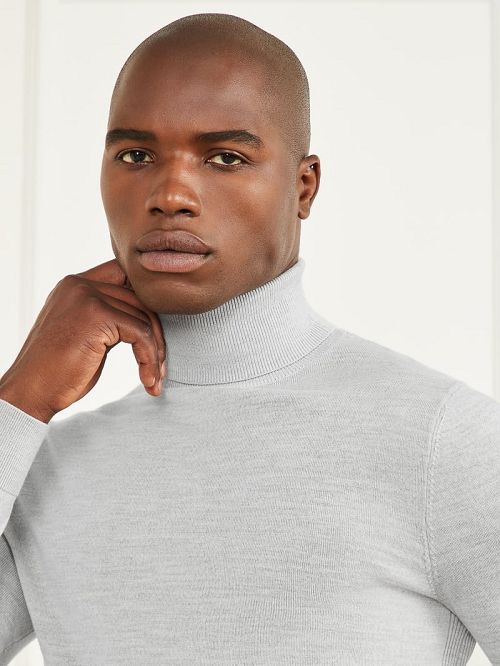 Guess Merino Wool Turtleneck Sweater Gri | GUESS-SN30944