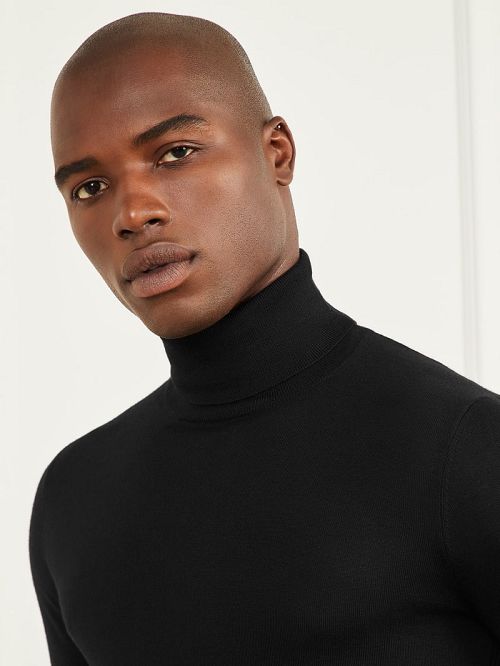 Guess Merino Wool Turtleneck Sweater Negrii | GUESS-SN30949