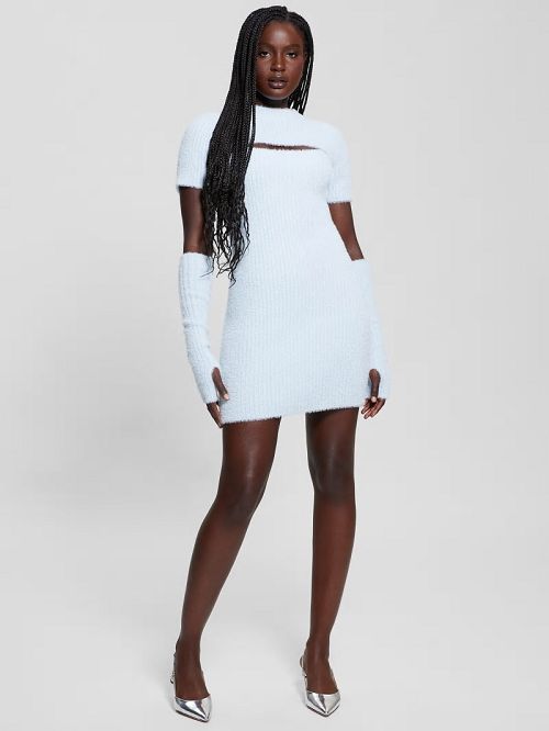 Guess Meteor Detached Sleeve Knit Dress Albastri | GUESS-SN27022