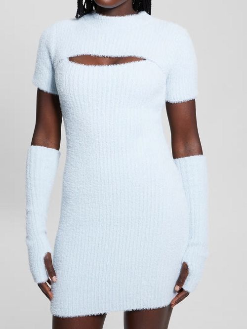 Guess Meteor Detached Sleeve Knit Dress Albastri | GUESS-SN27022