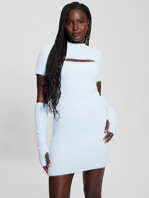 Guess Meteor Detached Sleeve Knit Dress Albastri | GUESS-SN27022