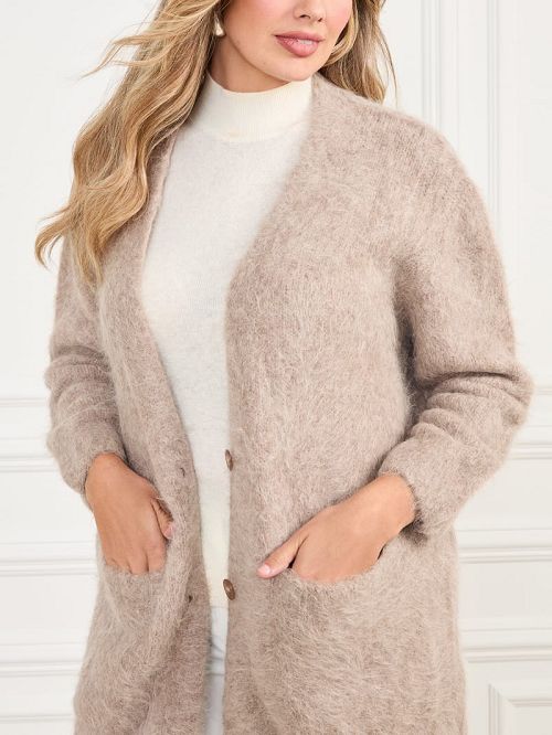 Guess Michaela Alpaca-Blend Cardigan Bej | GUESS-SN27936