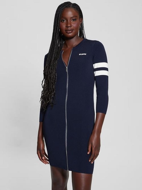 Guess Michela Varsity Sweater Dress Albastri | GUESS-SN27009