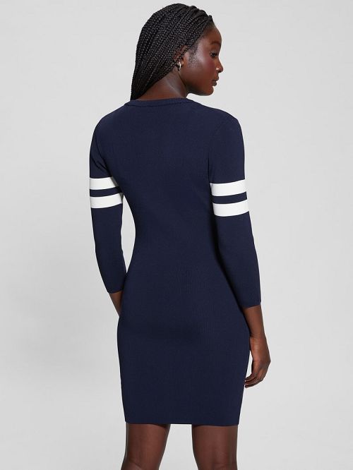 Guess Michela Varsity Sweater Dress Albastri | GUESS-SN27009