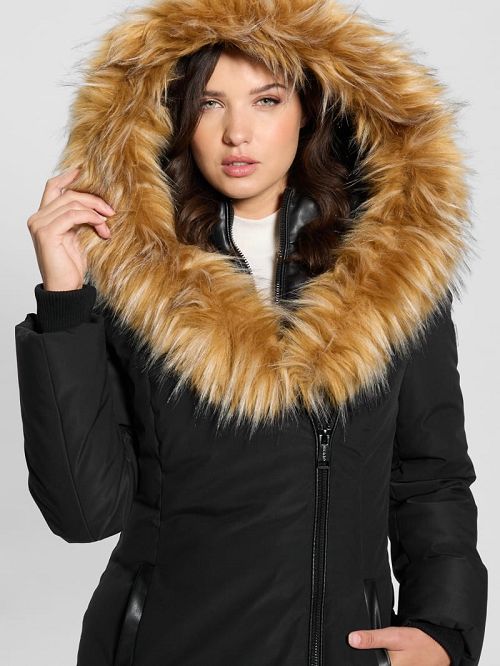 Guess Mid-Length Puffer Jacket Negrii | GUESS-SN28075