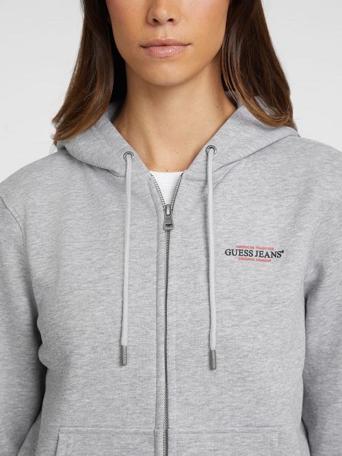 Guess Mini American Tradition Zip-Up Sweatshirt Gri | GUESS-SN27687