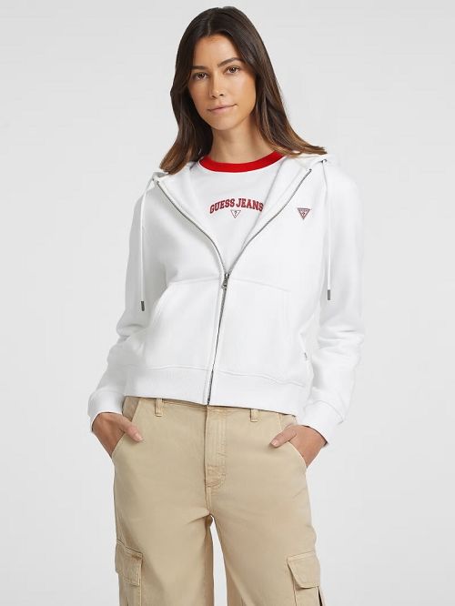 Guess Mini Patch Zip-Up Sweatshirt Albi | GUESS-SN27748