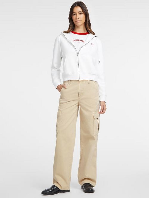 Guess Mini Patch Zip-Up Sweatshirt Albi | GUESS-SN27748