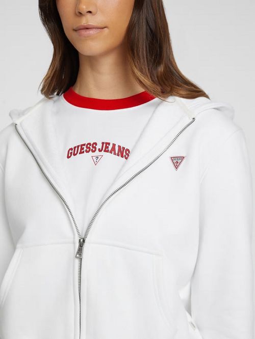 Guess Mini Patch Zip-Up Sweatshirt Albi | GUESS-SN27748