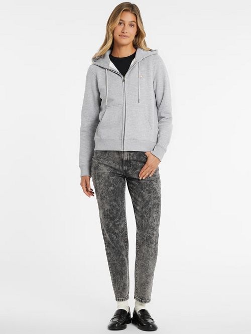 Guess Mini Patch Zip-Up Sweatshirt Gri | GUESS-SN27665