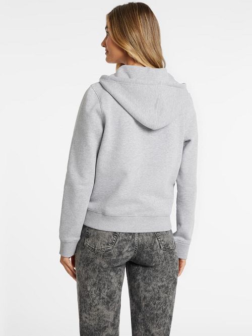 Guess Mini Patch Zip-Up Sweatshirt Gri | GUESS-SN27665