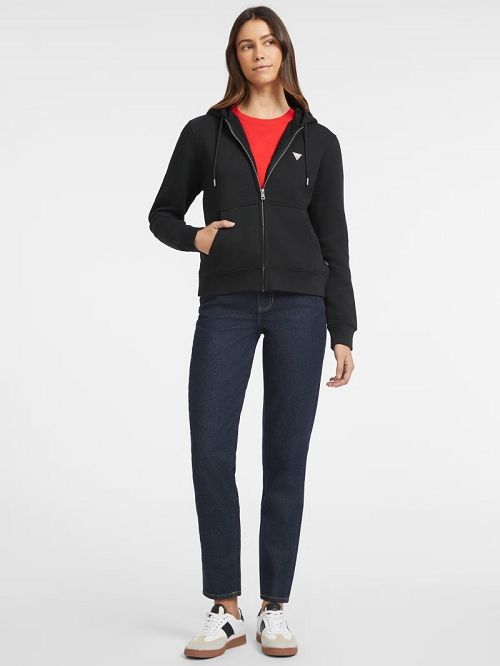 Guess Mini Patch Zip-Up Sweatshirt Negrii | GUESS-SN27782