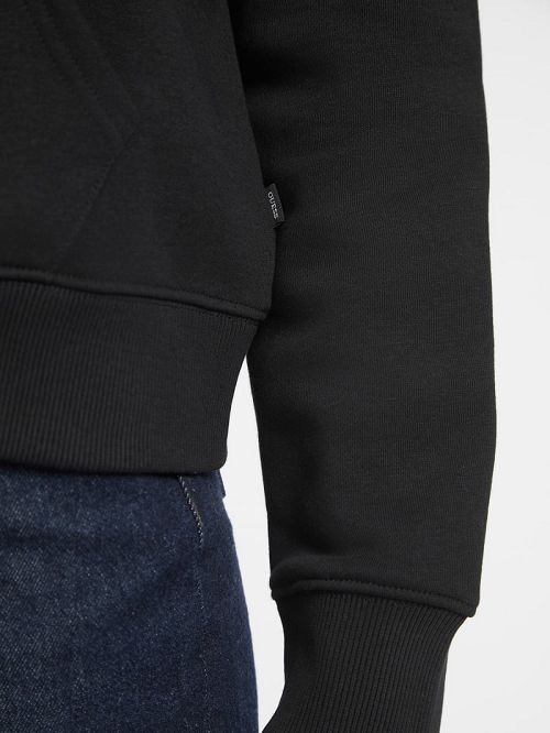 Guess Mini Patch Zip-Up Sweatshirt Negrii | GUESS-SN27782