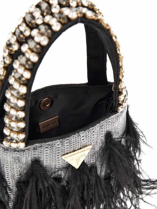 Guess Misae Sequin Mini Tote Negrii | GUESS-SN29375