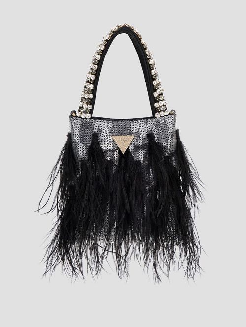 Guess Misae Sequin Mini Tote Negrii | GUESS-SN29375