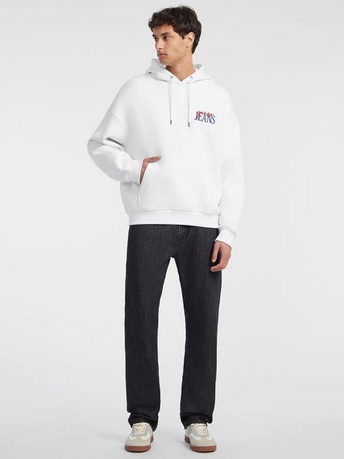 Guess Mixed Chest Logo Hoodie Albi | GUESS-SN30984