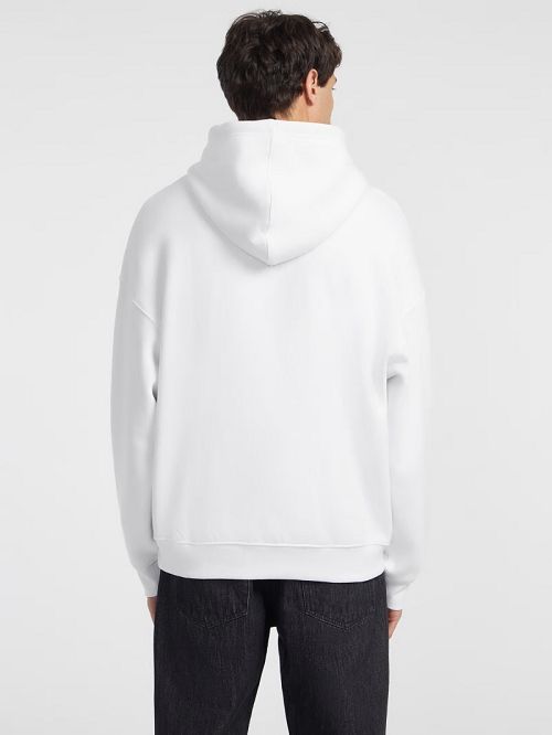 Guess Mixed Chest Logo Hoodie Albi | GUESS-SN30984