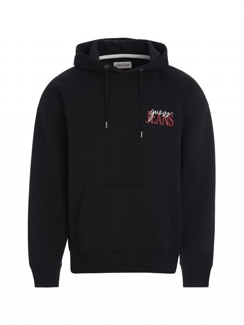 Guess Mixed Chest Logo Hoodie Negrii | GUESS-SN30958