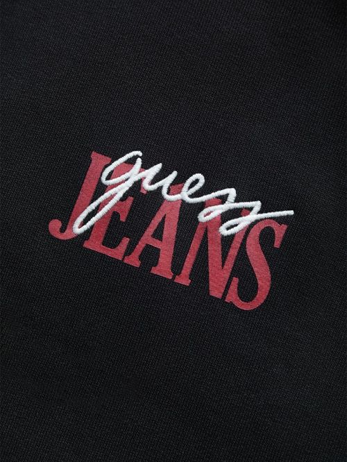 Guess Mixed Chest Logo Hoodie Negrii | GUESS-SN30958