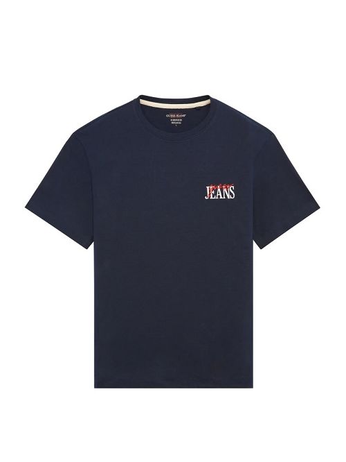Guess Mixed Chest Logo Tee Albastri | GUESS-SN30513