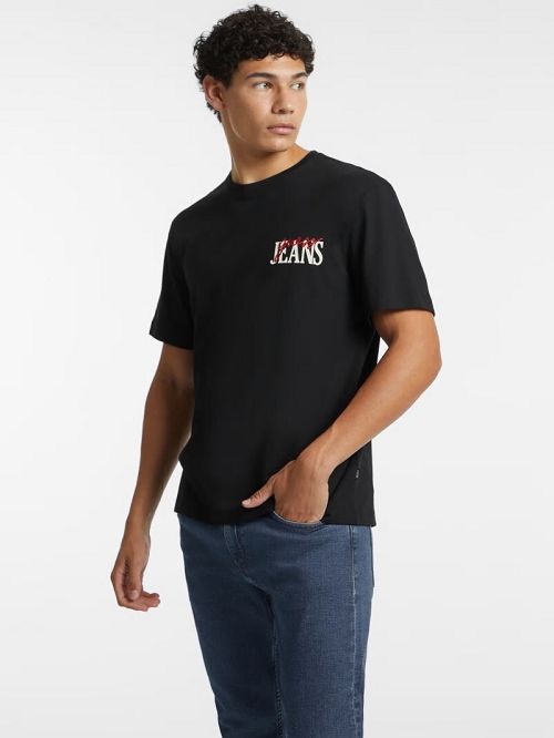 Guess Mixed Chest Logo Tee Negrii | GUESS-SN30600
