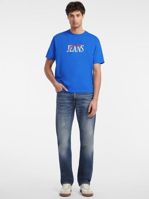 Guess Mixed Logo Tee Albastri | GUESS-SN30490