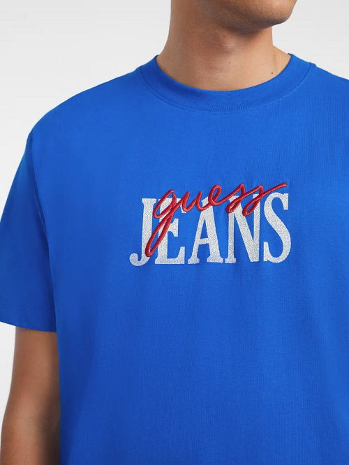 Guess Mixed Logo Tee Albastri | GUESS-SN30490