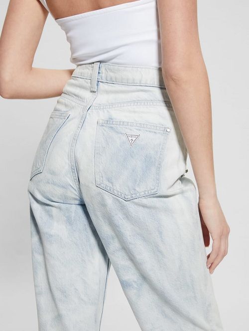 Guess Mom Rhinestone Jeans Albastri | GUESS-SN26608
