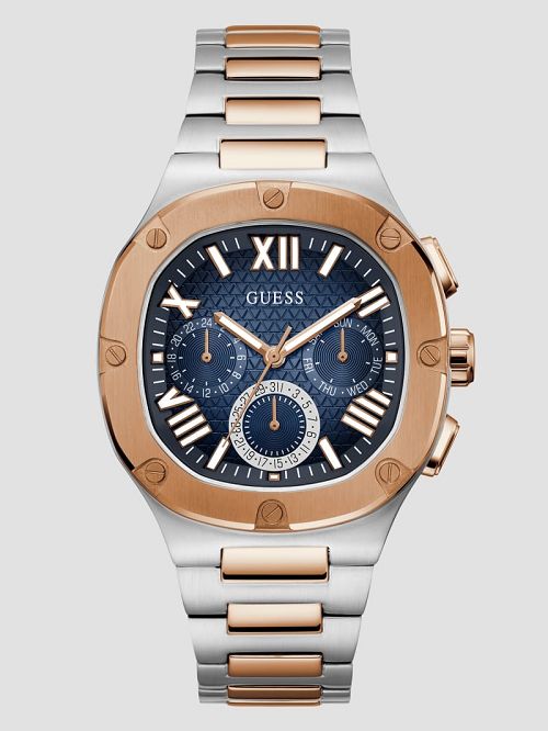 Guess Multi-Tone and Blue Multifunction Watch Argintii | GUESS-SN31607
