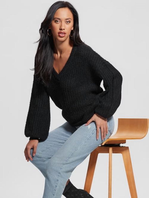 Guess Nara Wool-Blend Sweater Negrii | GUESS-SN27747