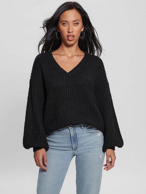 Guess Nara Wool-Blend Sweater Negrii | GUESS-SN27747