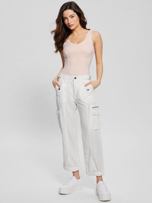 Guess Nessi Linen Cargo Pants Albi | GUESS-SN28301