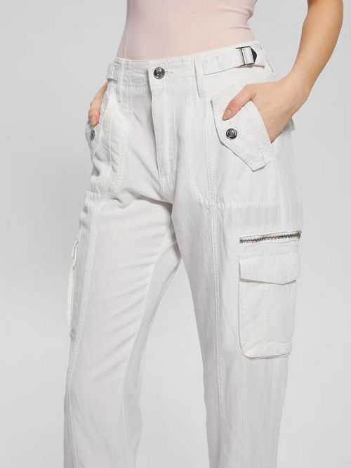 Guess Nessi Linen Cargo Pants Albi | GUESS-SN28301