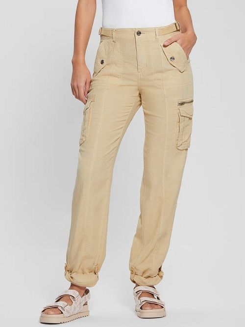 Guess Nessi Linen Cargo Pants Bej | GUESS-SN28319