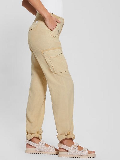 Guess Nessi Linen Cargo Pants Bej | GUESS-SN28319