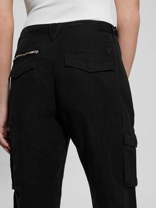 Guess Nessi Linen Cargo Pants Negrii | GUESS-SN28311