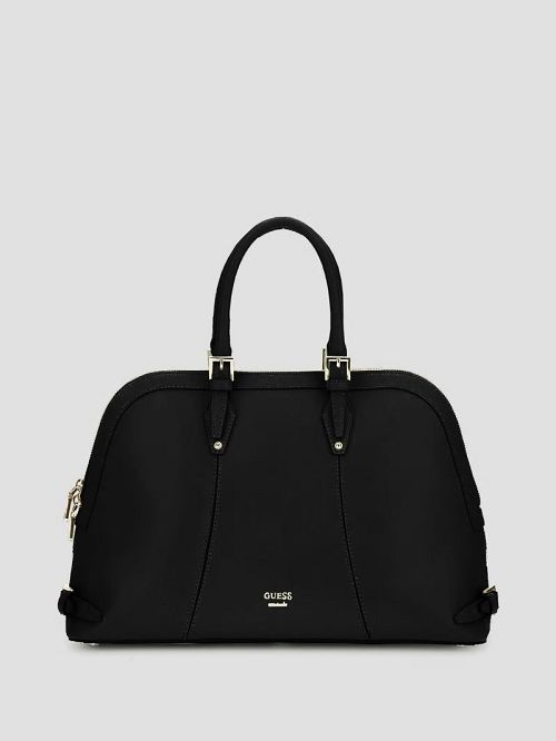 Guess New Adele Luxe Leather Large Dome Satchel Negrii | GUESS-SN30121