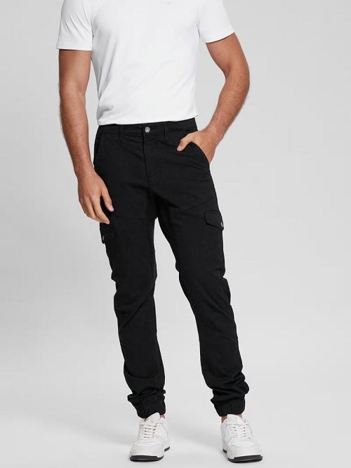 Guess New Kombat Tapered Twill Pants Negrii | GUESS-SN31391