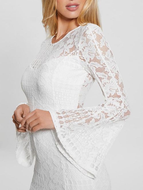 Guess Nicki Lace Mini Dress Albi | GUESS-SN26952