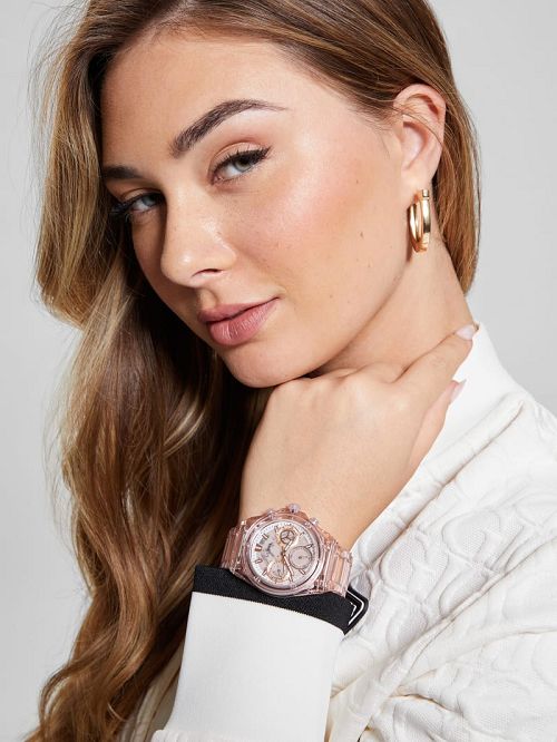Guess Nude Transparent Multifunction Watch Bej | GUESS-SN30037