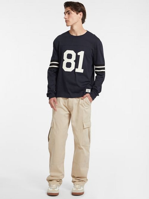 Guess Number 81 Striped Long-Sleeve Tee Albastri | GUESS-SN31012