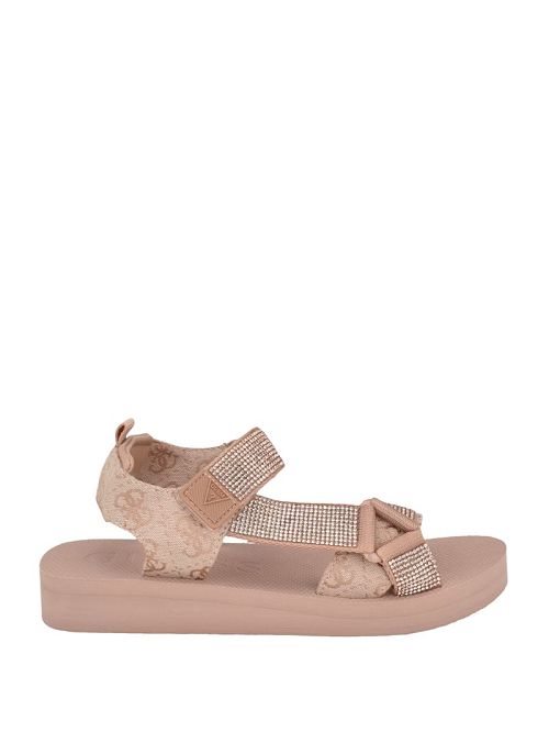 Guess Nylaha Rhinestone Flatform Sandals Bej | GUESS-SN29588