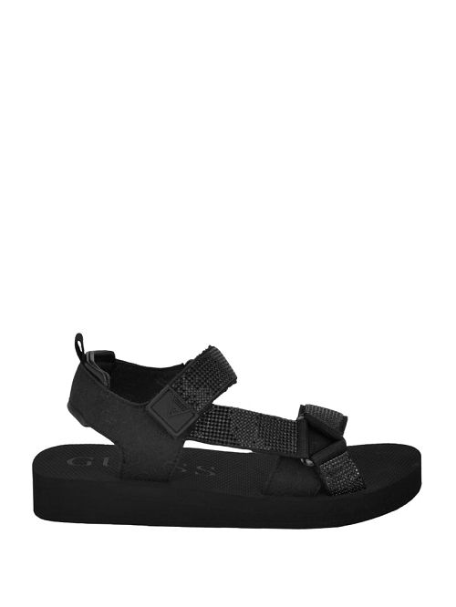 Guess Nylaha Rhinestone Flatform Sandals Negrii | GUESS-SN29607