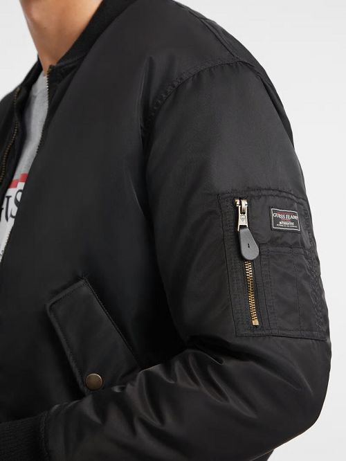 Guess Nylon Bomber Jacket Negrii | GUESS-SN30835