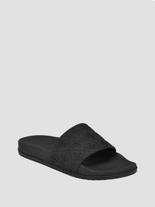 Guess Oiyan Embossed Slides Negrii | GUESS-SN31914