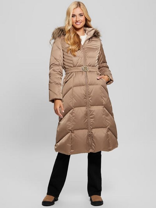 Guess Olga Genuine Down Longline Jacket Bej | GUESS-SN27915