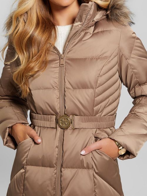Guess Olga Genuine Down Longline Jacket Bej | GUESS-SN27915