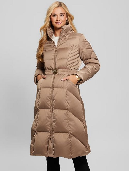 Guess Olga Genuine Down Longline Jacket Bej | GUESS-SN27915