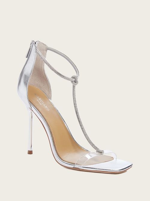 Guess Olivia Embellished Satin Stiletto Gri | GUESS-SN29737