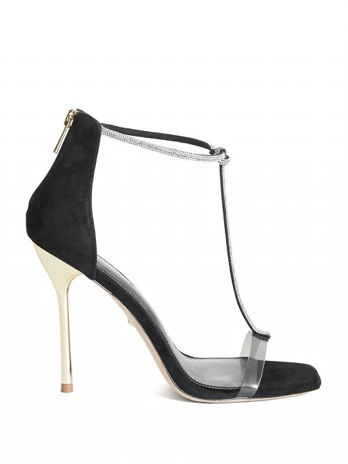Guess Olivia T-Strap Rhinestone Stiletto Negrii | GUESS-SN29831